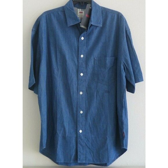 Levi's Men's Size Small Blue Oversized Casual Short Sleeve Button Up Shirt - Picture 1 of 6